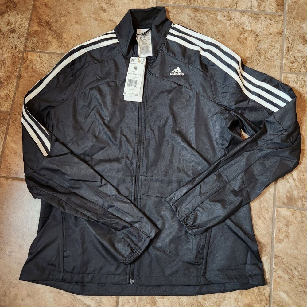 Adidas Marathon Running Jacket Women’s Medium Black Water‑Repellent
